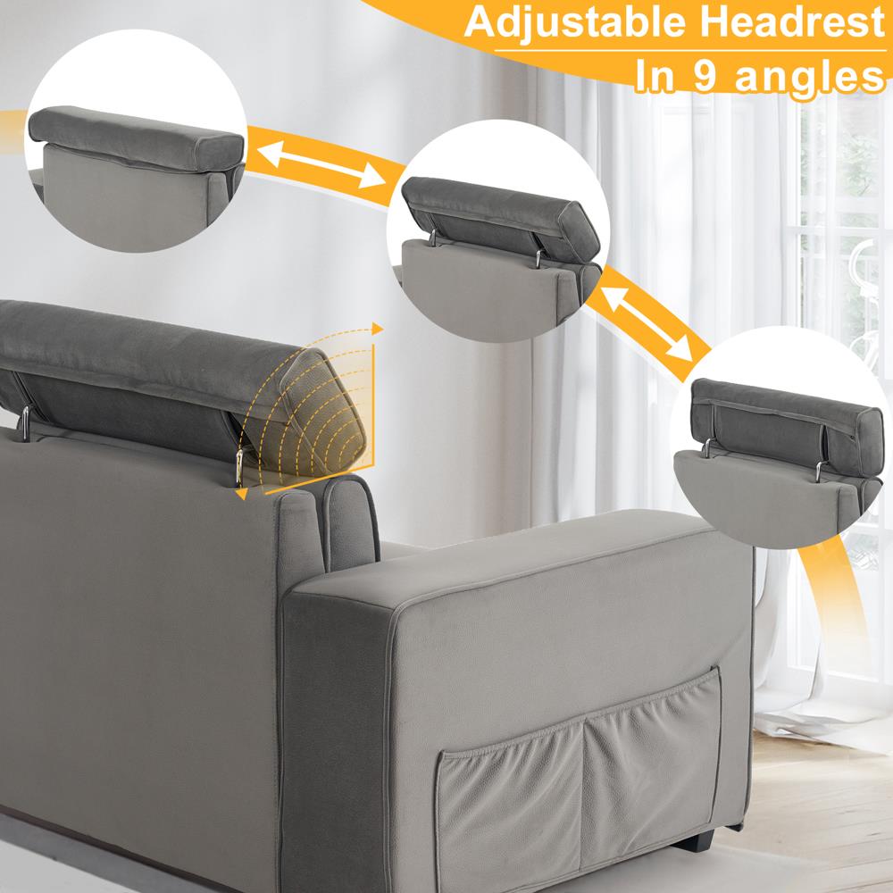 Single Sofa Couch Arm Chair Accent Adjustable Headrest for Living Room - Picture 14 of 23