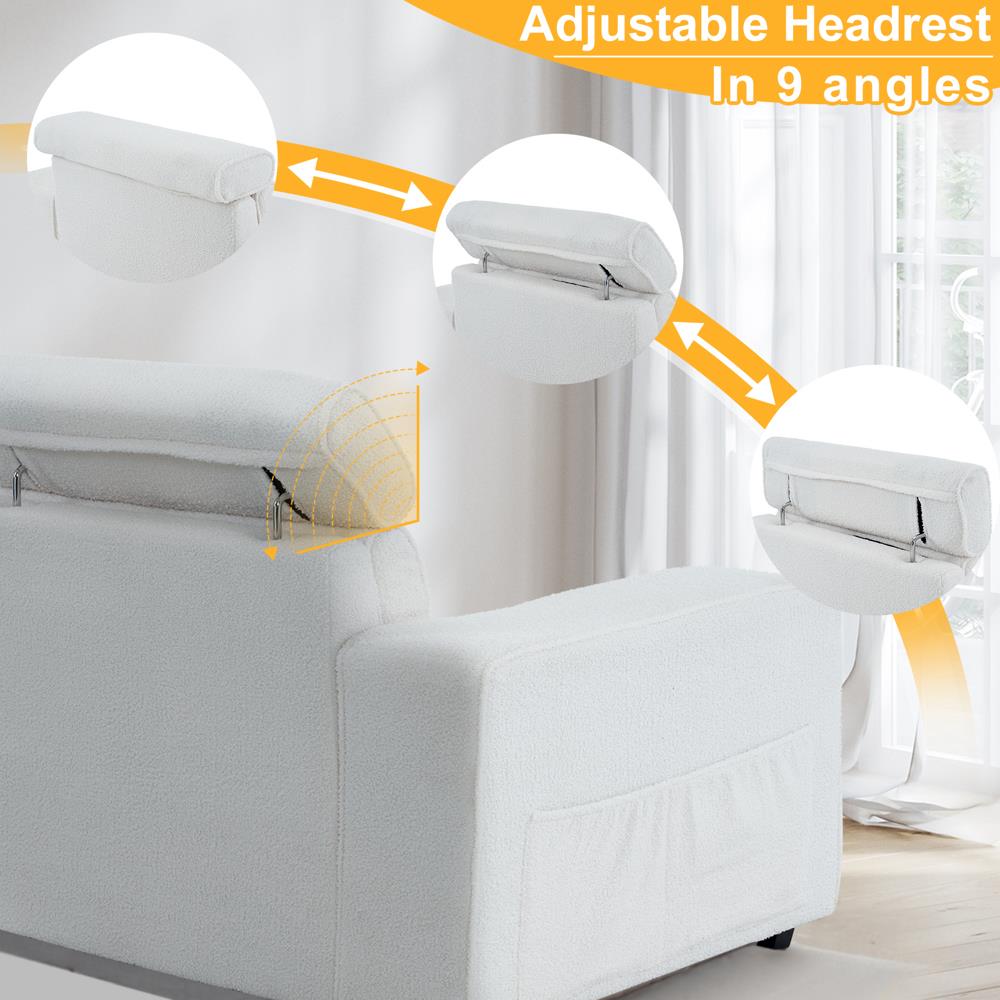 Single Sofa Couch Arm Chair Accent Adjustable Headrest for Living Room - Picture 7 of 23