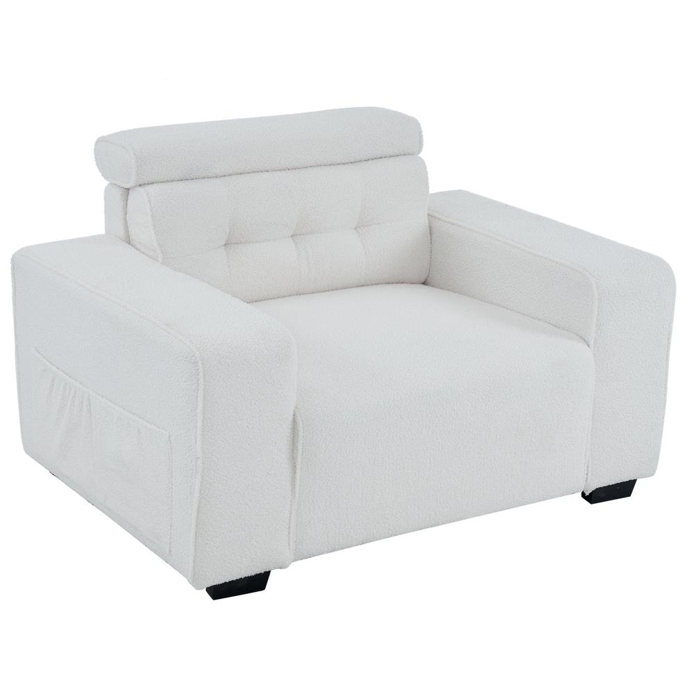 Single Sofa Couch Arm Chair Accent Adjustable Headrest for Living Room - Picture 4 of 23