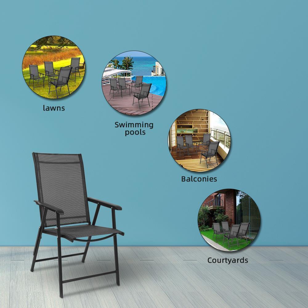 1/2/4 Pack Outdoor Folding Steel Sling Chair Portable Patio lounge Lawn Chair - Picture 27 of 31