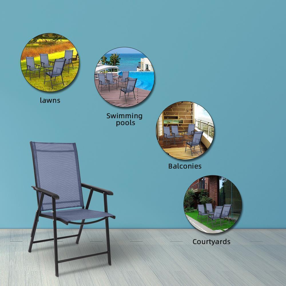 1/2/4 Pack Outdoor Folding Steel Sling Chair Portable Patio lounge Lawn Chair - Picture 17 of 31