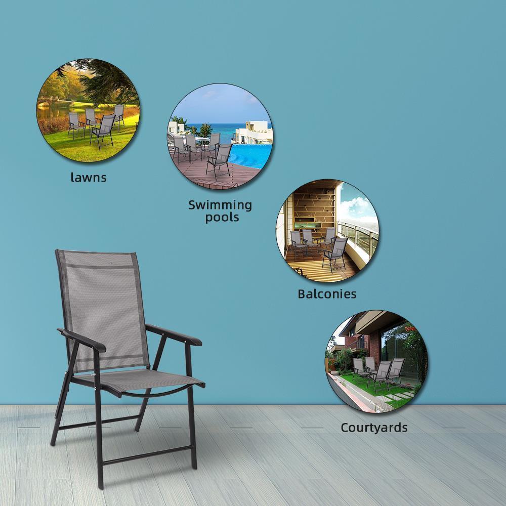 1/2/4 Pack Outdoor Folding Steel Sling Chair Portable Patio lounge Lawn Chair - Picture 7 of 31