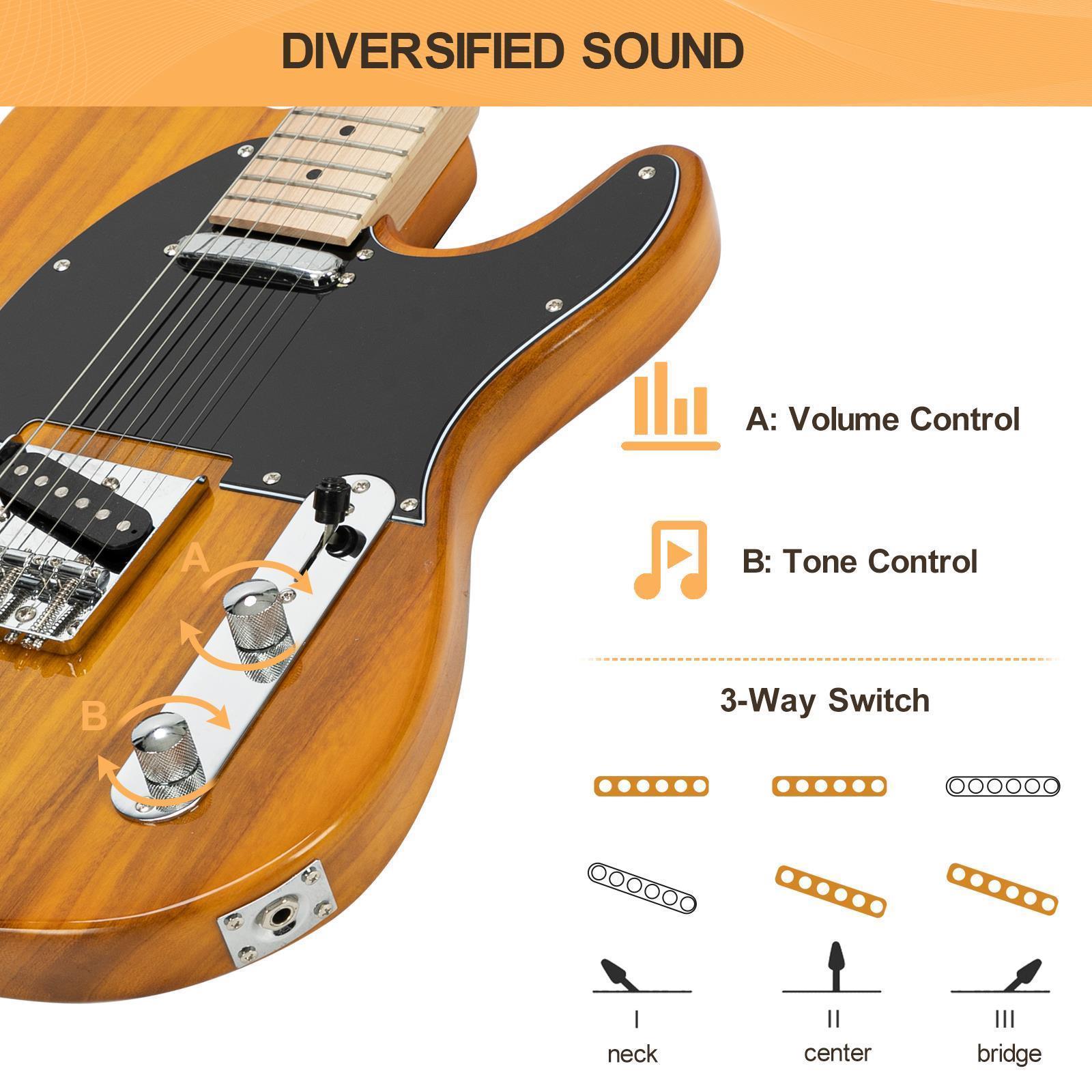 39" GTL Electric Guitar Solid Body Maple Fingerboard with Bag Halloween Beginner - Picture 19 of 22