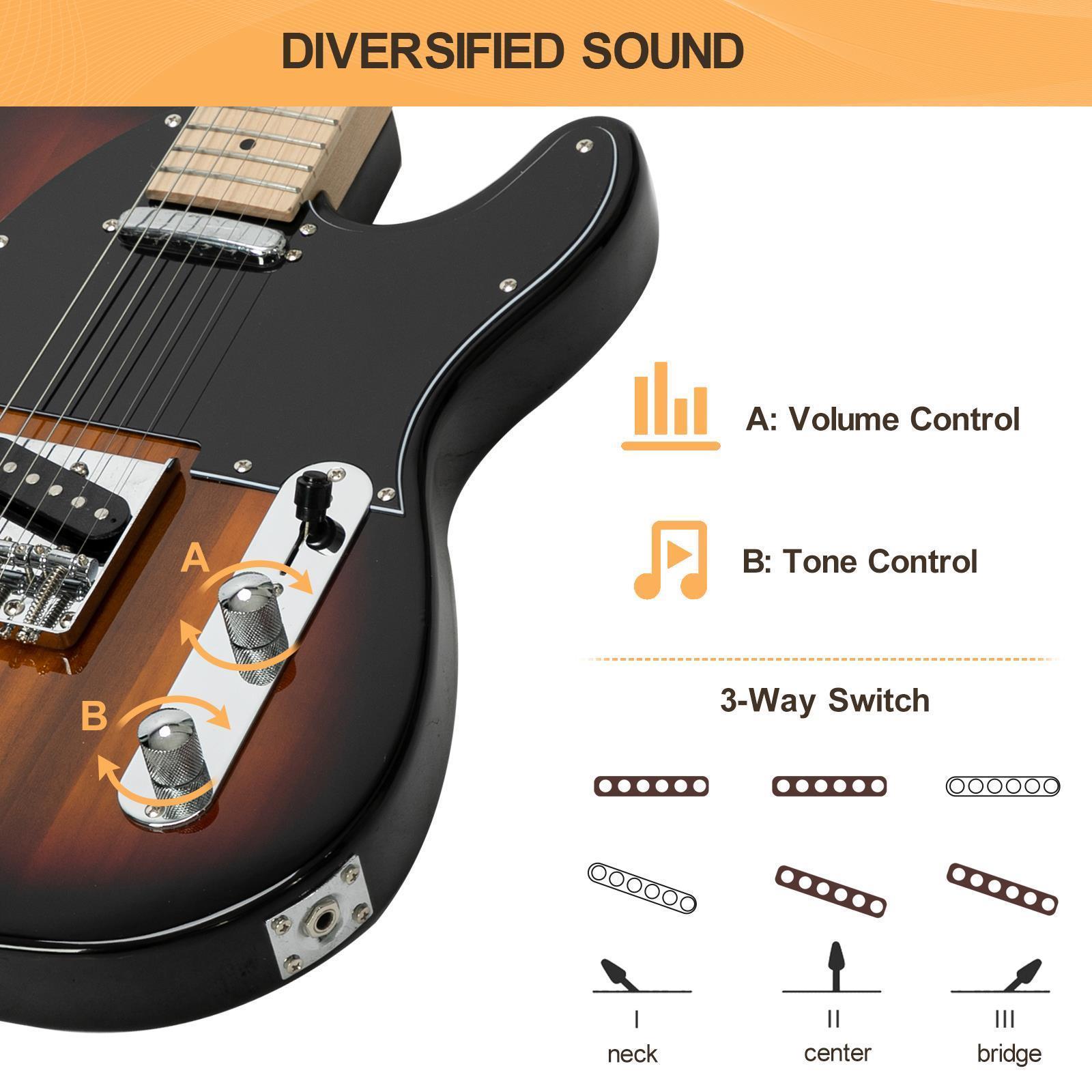 39" GTL Electric Guitar Solid Body Maple Fingerboard with Bag Halloween Beginner - Picture 14 of 22