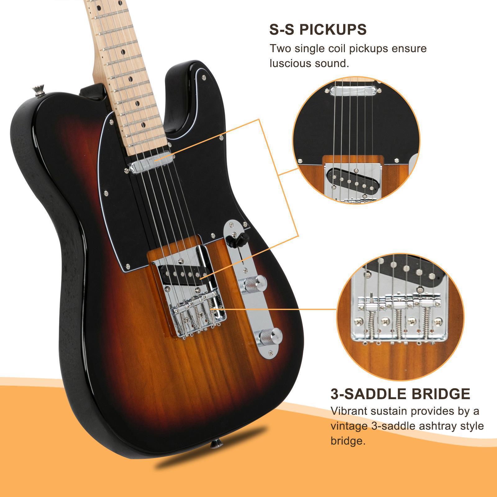 39" GTL Electric Guitar Solid Body Maple Fingerboard with Bag Halloween Beginner - Picture 13 of 22