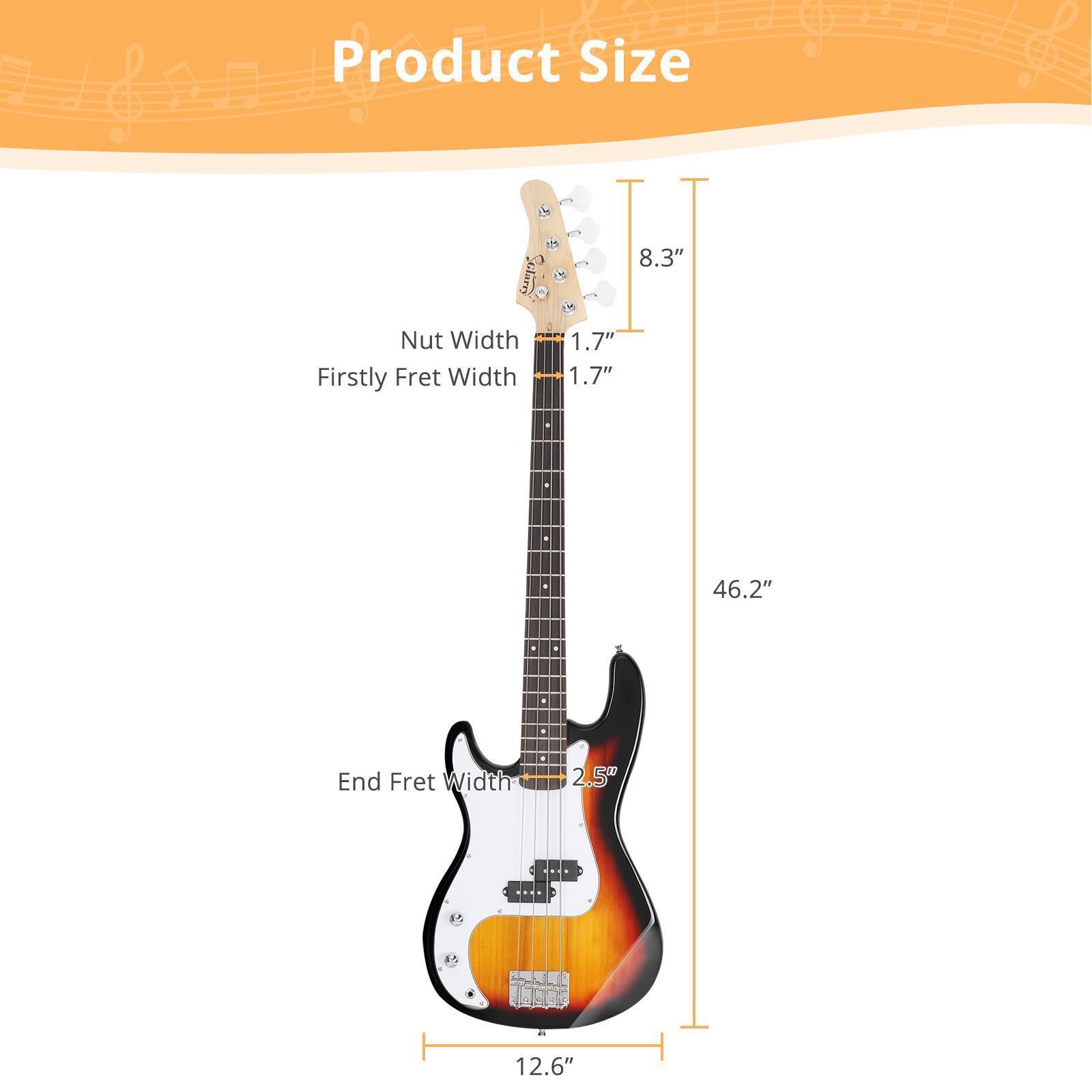 GLARRY 4 String Electric Bass Guitar Full Size Beginner Kit White Christmas Gift - Picture 46 of 49