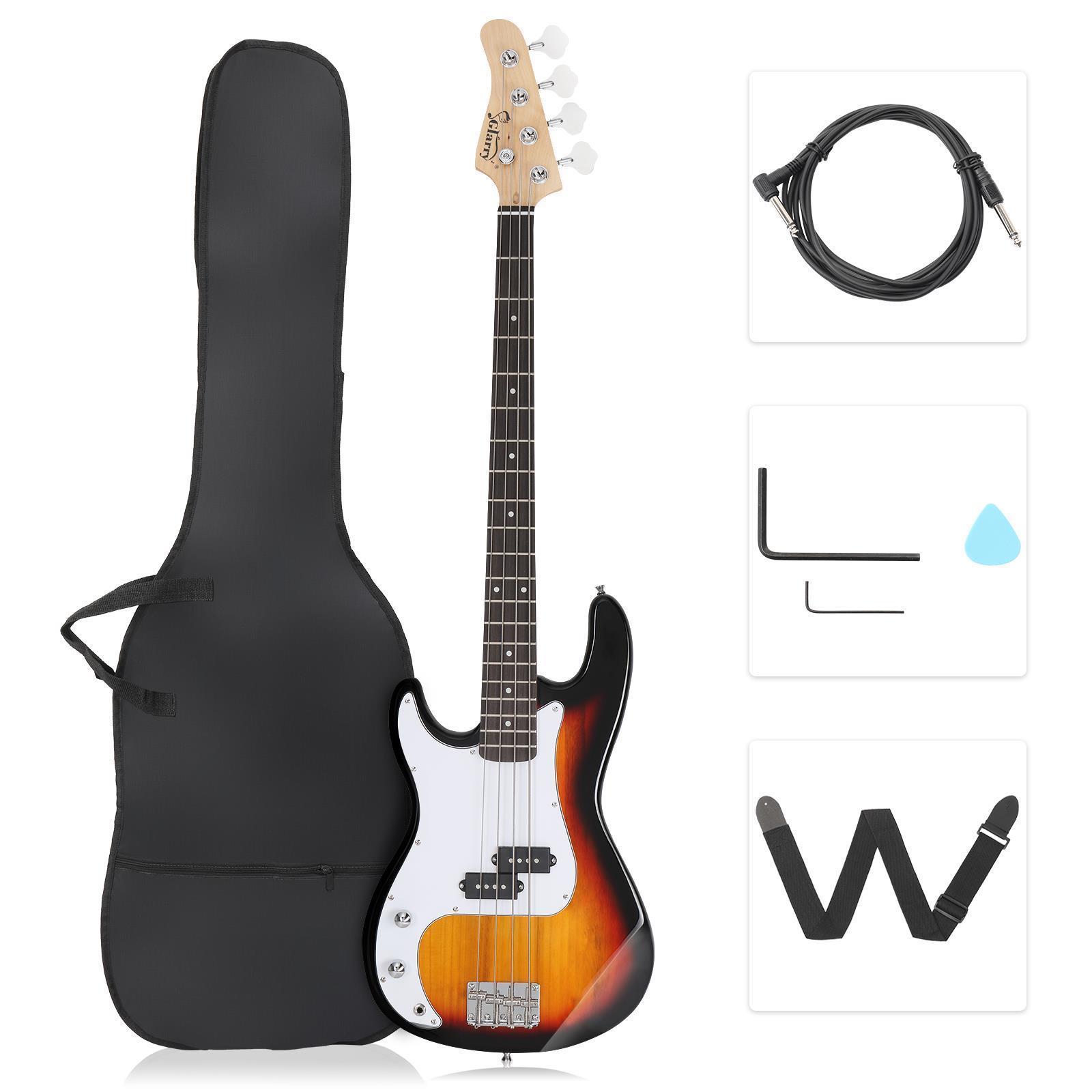 GLARRY 4 String Electric Bass Guitar Full Size Beginner Kit White Christmas Gift - Picture 44 of 49