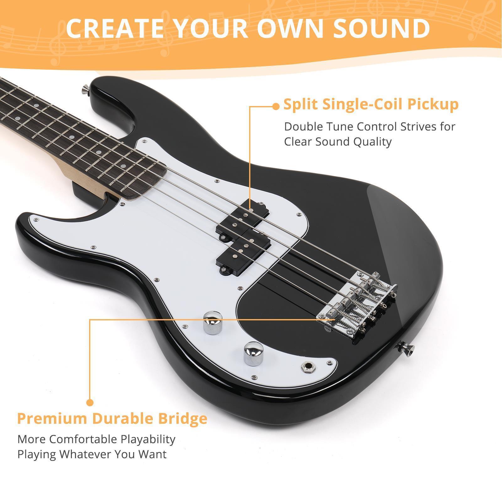 GLARRY 4 String Electric Bass Guitar Full Size Beginner Kit White Christmas Gift - Picture 42 of 49