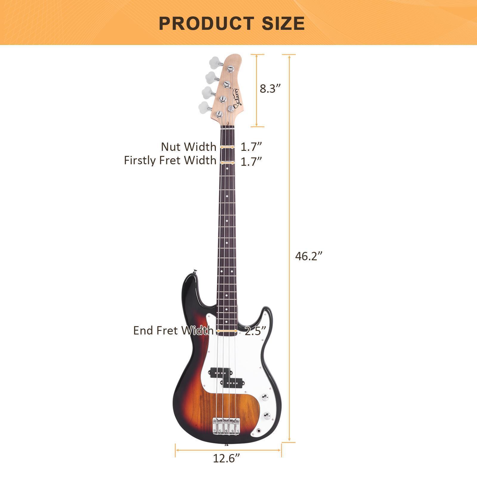 GLARRY 4 String Electric Bass Guitar Full Size Beginner Kit White Christmas Gift - Picture 33 of 49
