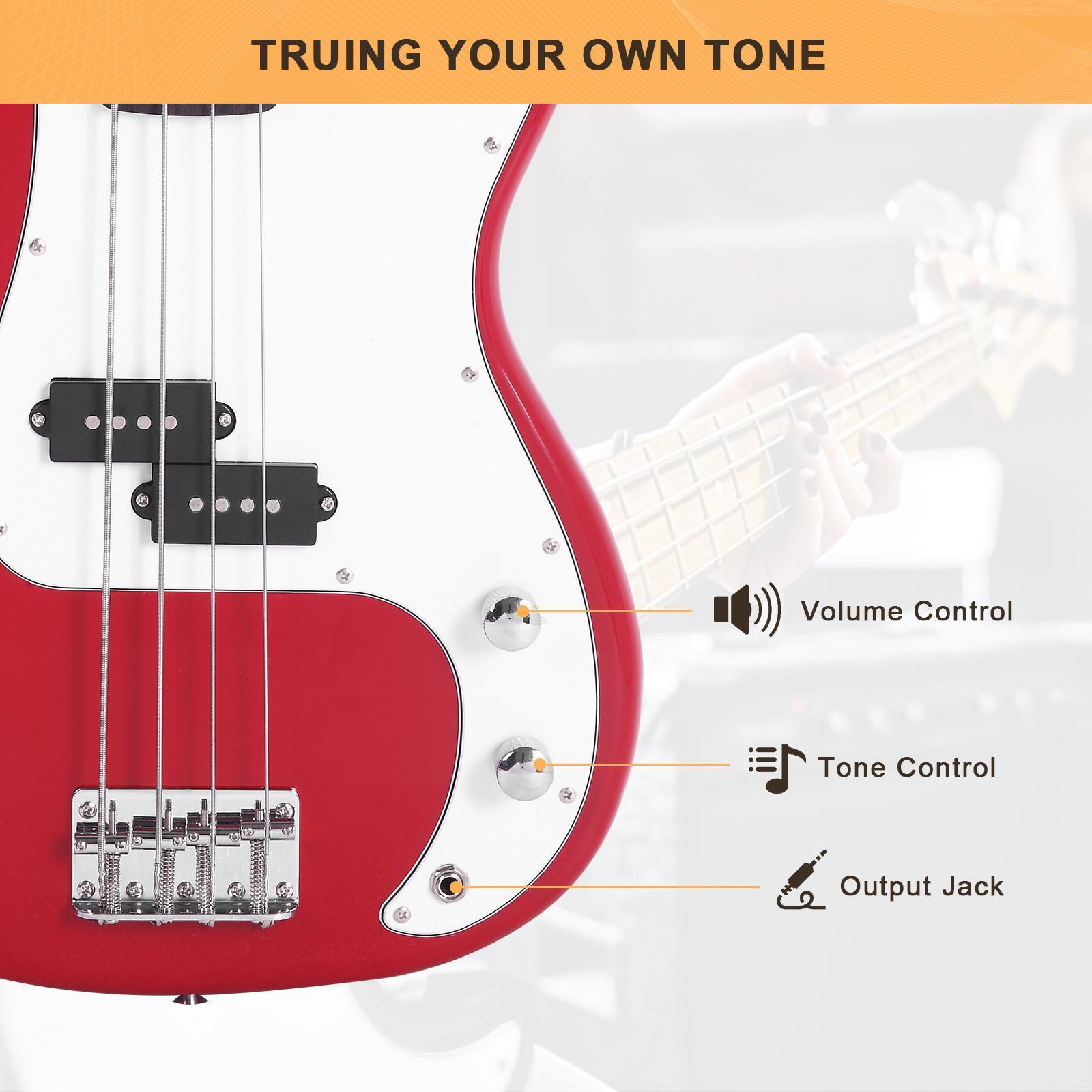 GLARRY 4 String Electric Bass Guitar Full Size Beginner Kit White Christmas Gift - Picture 29 of 49