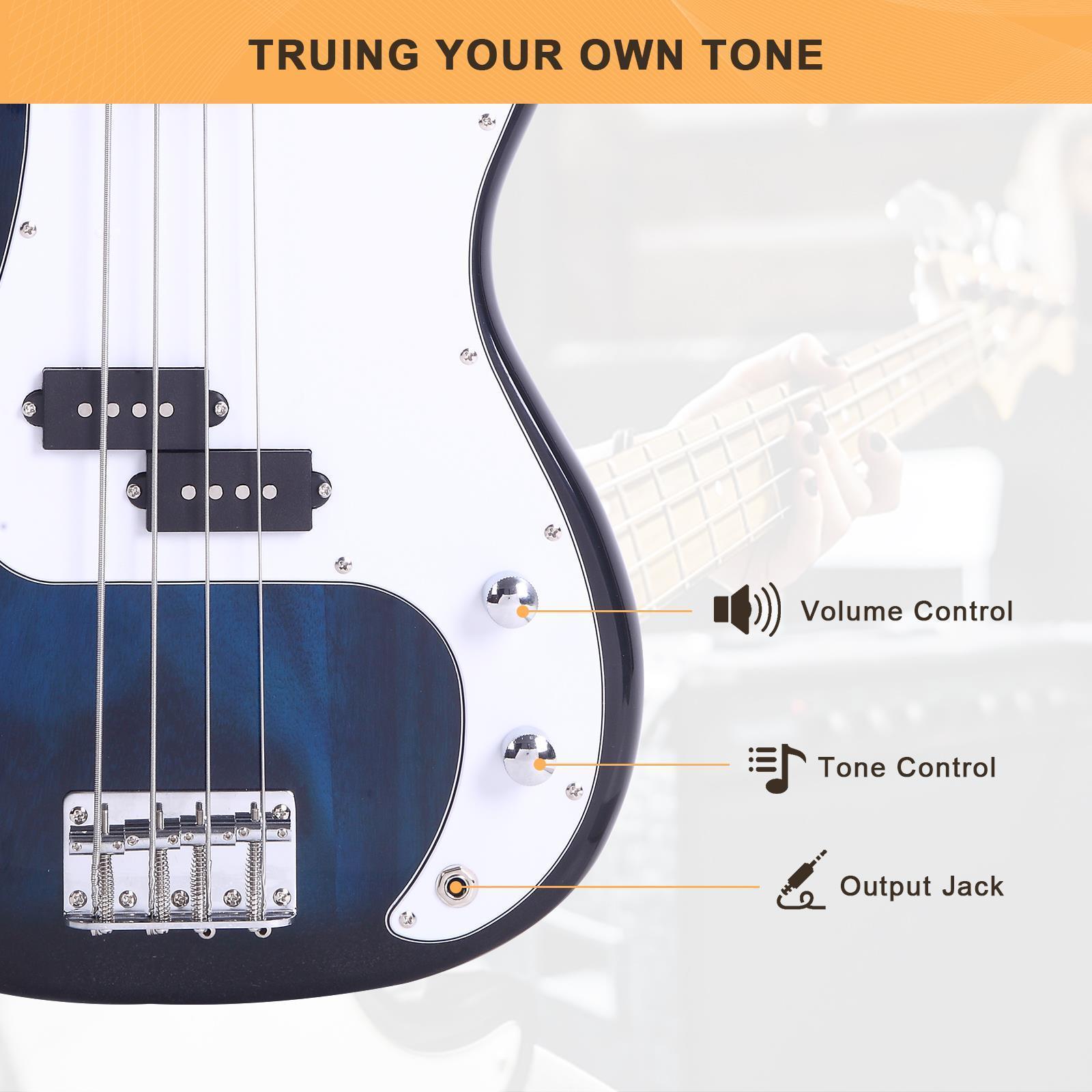 GLARRY 4 String Electric Bass Guitar Full Size Beginner Kit White Christmas Gift - Picture 22 of 49