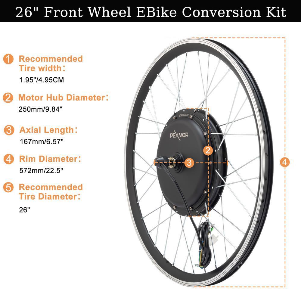 26" Electric Bike Bicycle Conversion Kit 48V 1200W Front/Rear Wheel E-Bike Motor - Picture 22 of 24