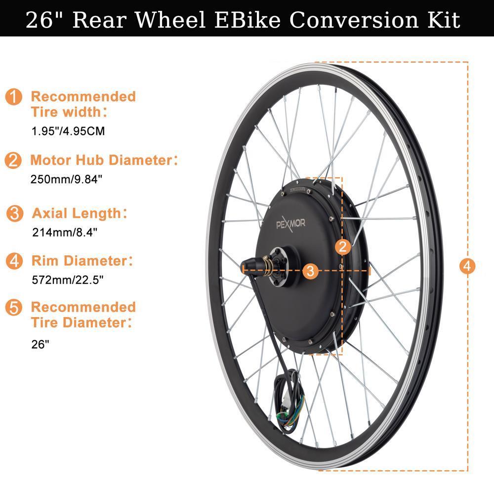 26" Electric Bike Bicycle Conversion Kit 48V 1200W Front/Rear Wheel E-Bike Motor - Picture 11 of 24