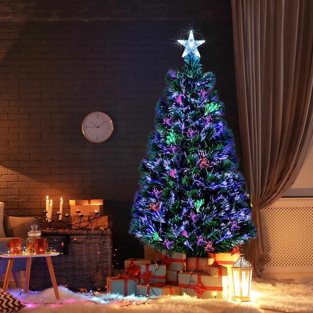 New 4Ft Christmas Xmas Trees Optical Fiber PVC Branches LED Pre-Lit Decorated - Picture 12 of 15