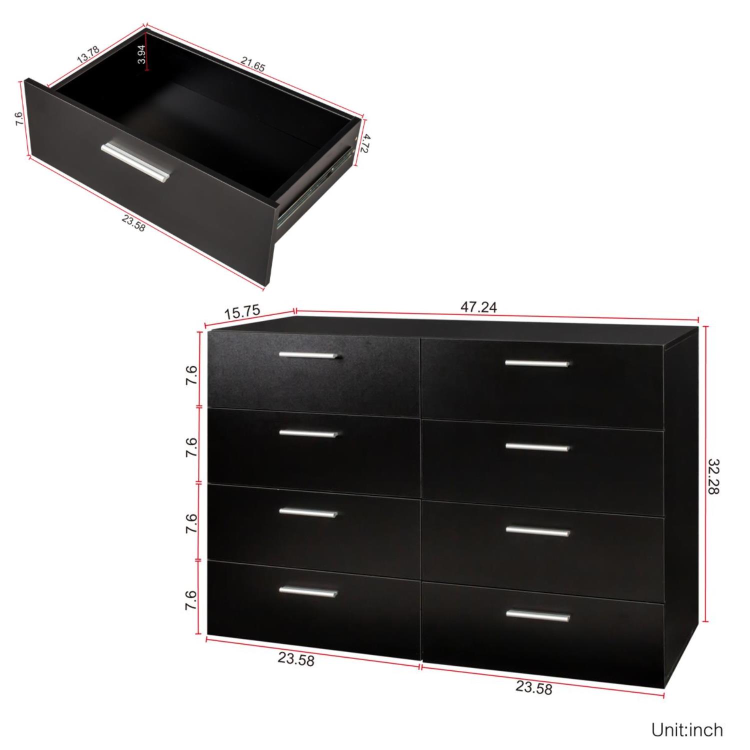Double Dresser for Bedroom Storage Tower Clothes Organizer Chest of Drawers - Picture 7 of 10