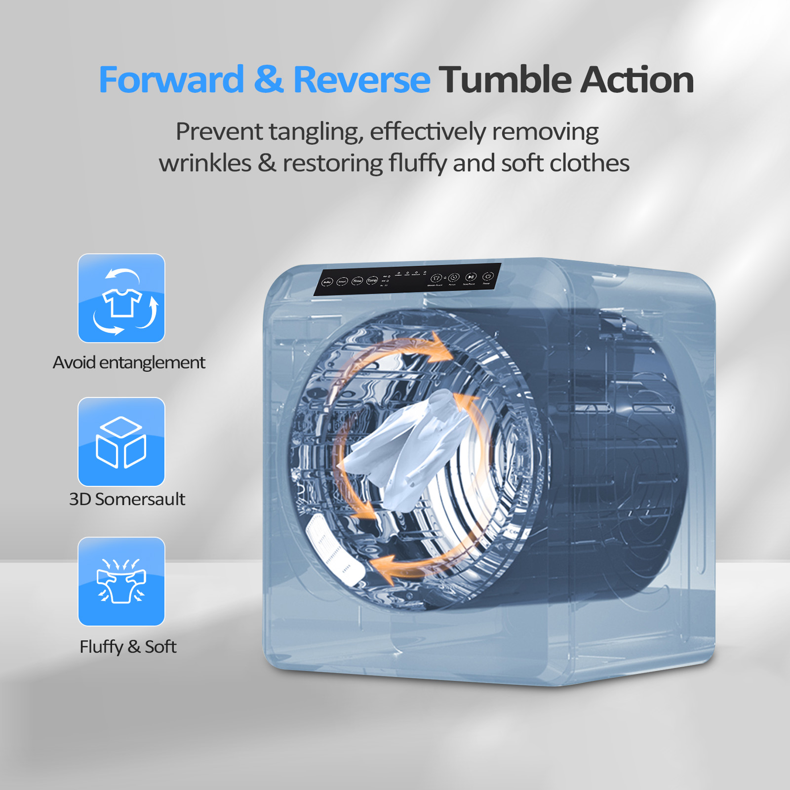 13.2LB Portable Clothes Dryer 3.5Cu.Ft Laundry Tumble Dryer LCD&UV Disinfection