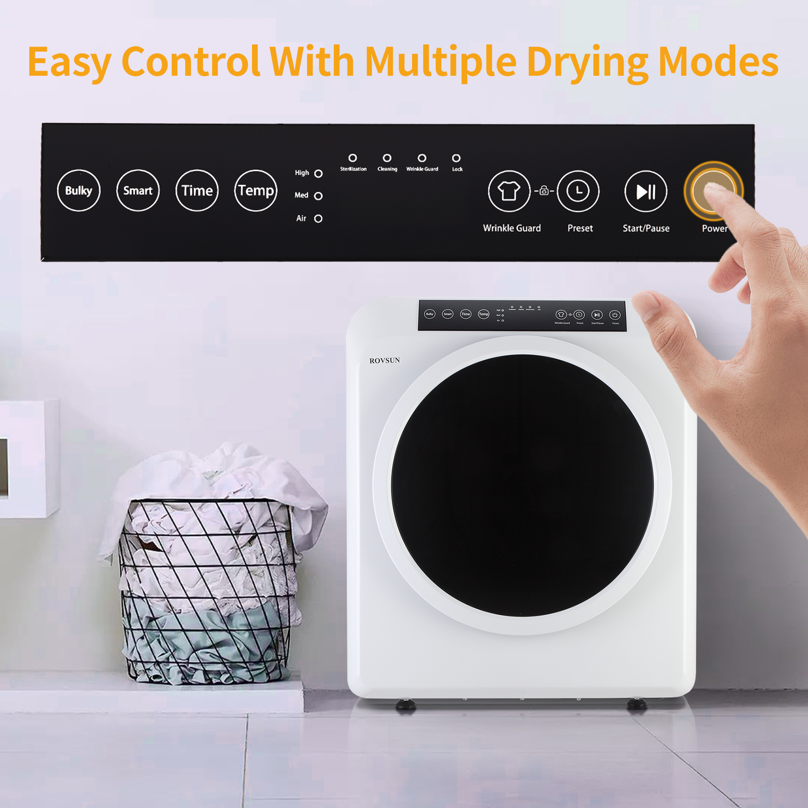 13.2LB Portable Clothes Dryer 3.5Cu.Ft Laundry Tumble Dryer LCD&UV Disinfection