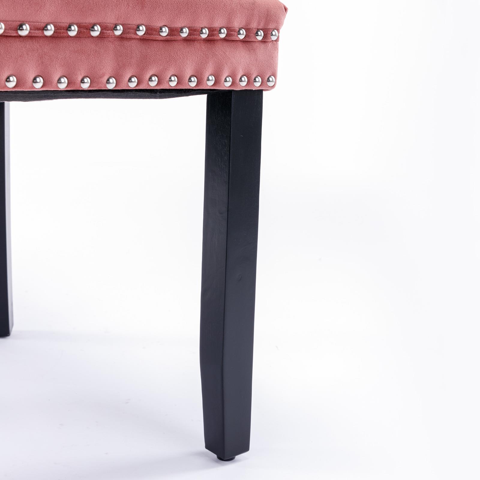 2-Pcs High-end Tufted Velvet Upholstered Dining Chair w/Wood Legs Nailhead Trim - Picture 35 of 35