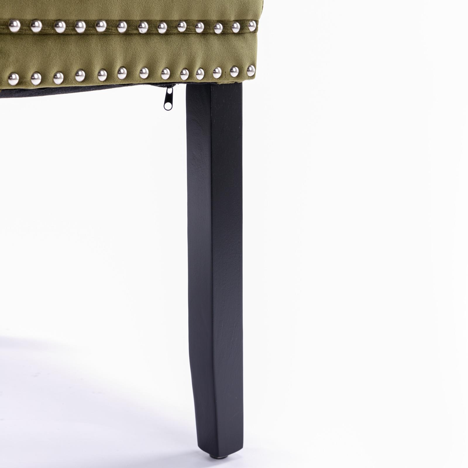 2-Pcs High-end Tufted Velvet Upholstered Dining Chair w/Wood Legs Nailhead Trim - Picture 27 of 35