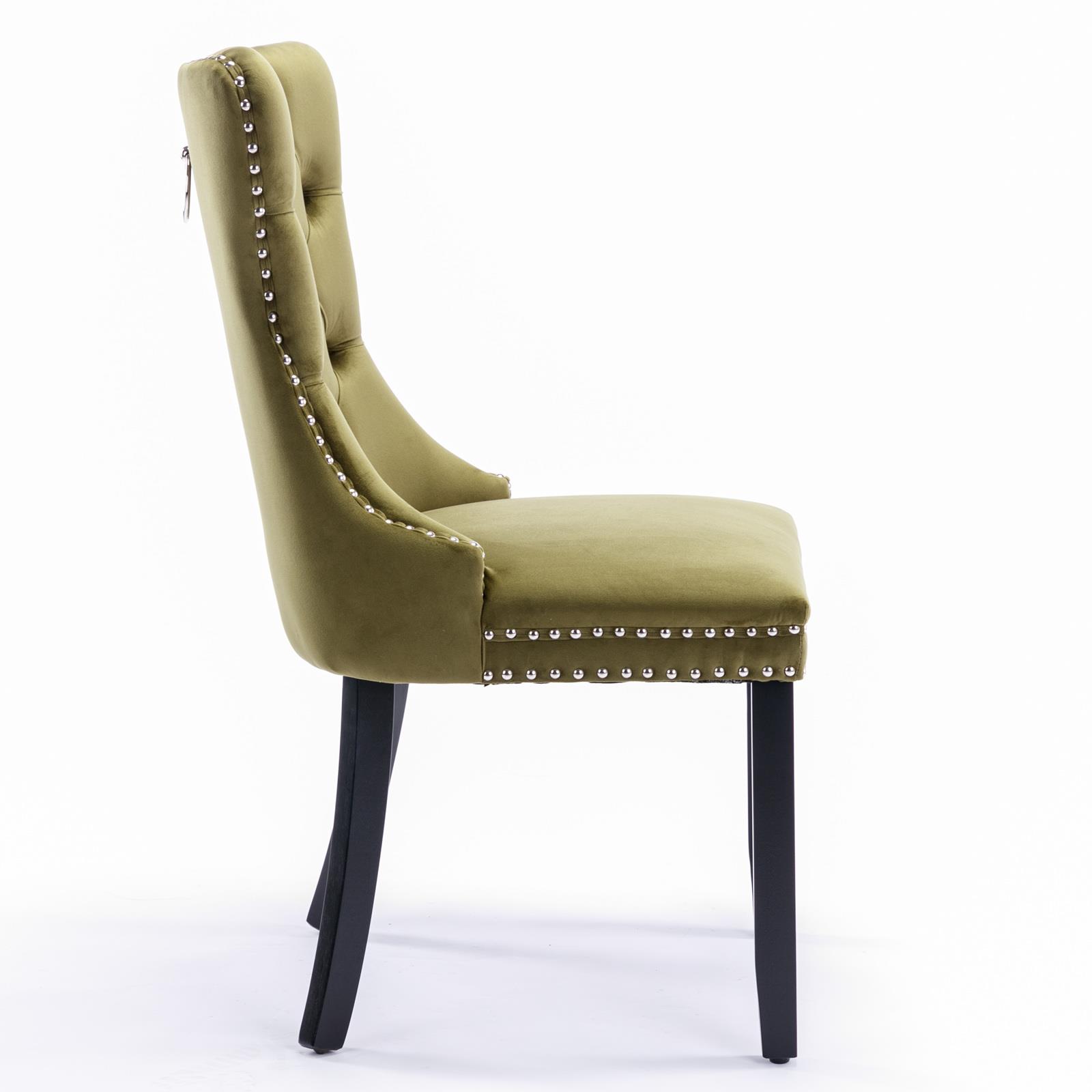 2-Pcs High-end Tufted Velvet Upholstered Dining Chair w/Wood Legs Nailhead Trim - Picture 20 of 35