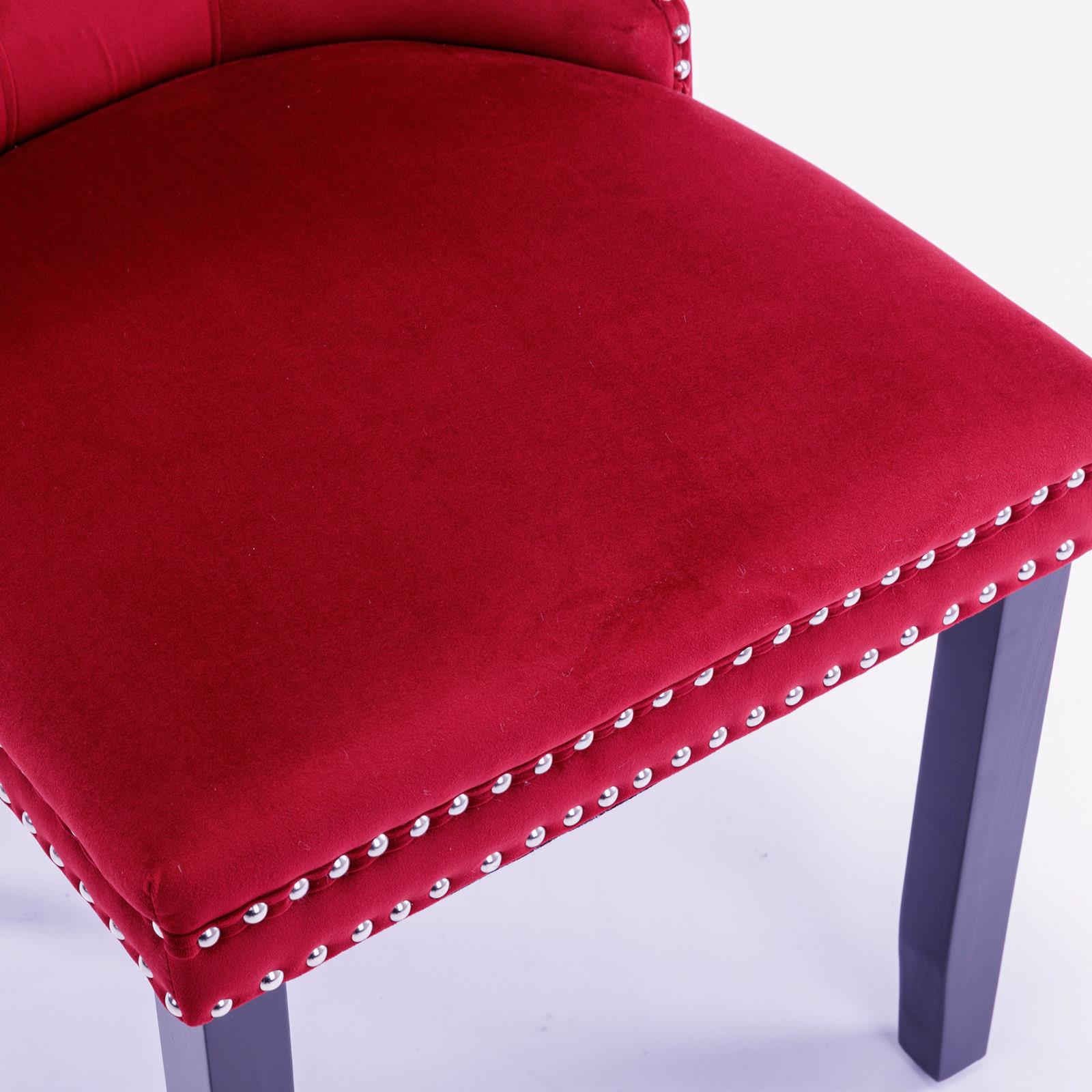 2-Pcs High-end Tufted Velvet Upholstered Dining Chair w/Wood Legs Nailhead Trim - Picture 19 of 35