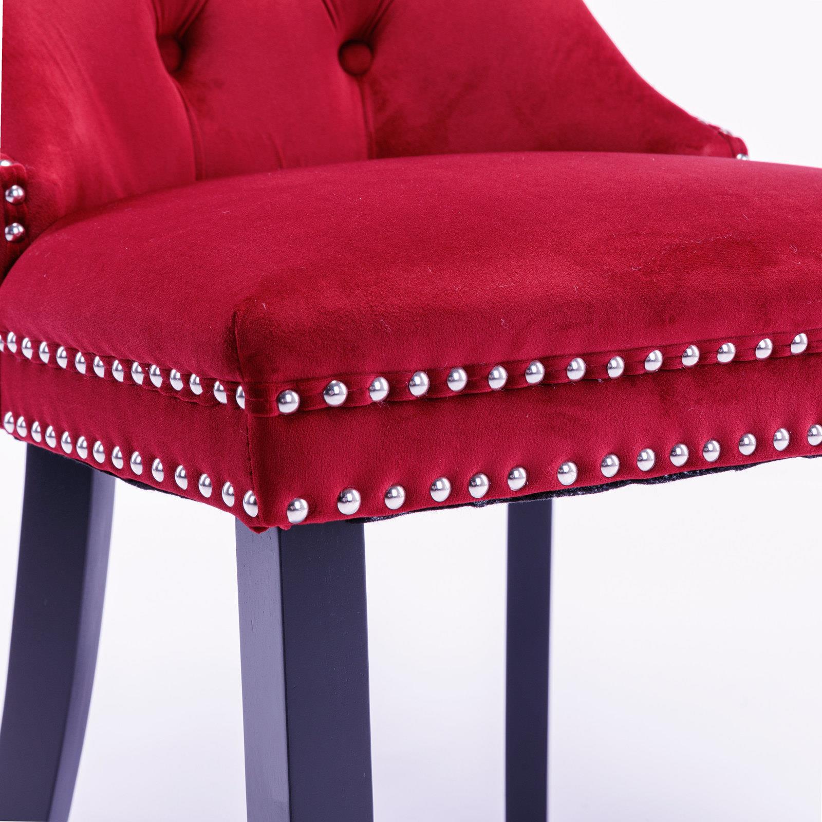 2-Pcs High-end Tufted Velvet Upholstered Dining Chair w/Wood Legs Nailhead Trim - Picture 18 of 35
