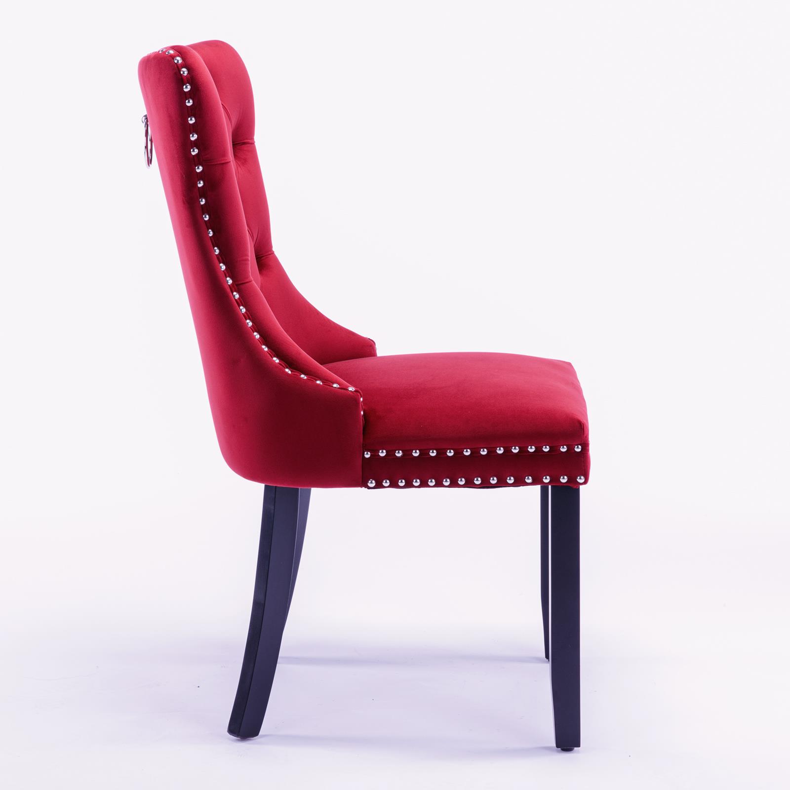 2-Pcs High-end Tufted Velvet Upholstered Dining Chair w/Wood Legs Nailhead Trim - Picture 13 of 35