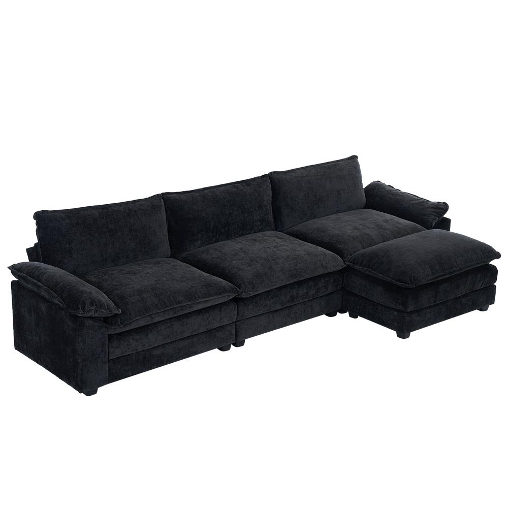 122” Convertible Sectional Sofa L-Shape Couch Chaise Chenille Living Room Sofa