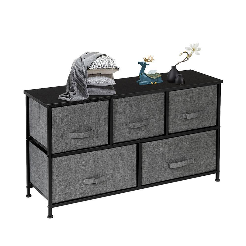 5-Drawer Fabric Dresser for Bedroom Storage Wide Chest of Drawers