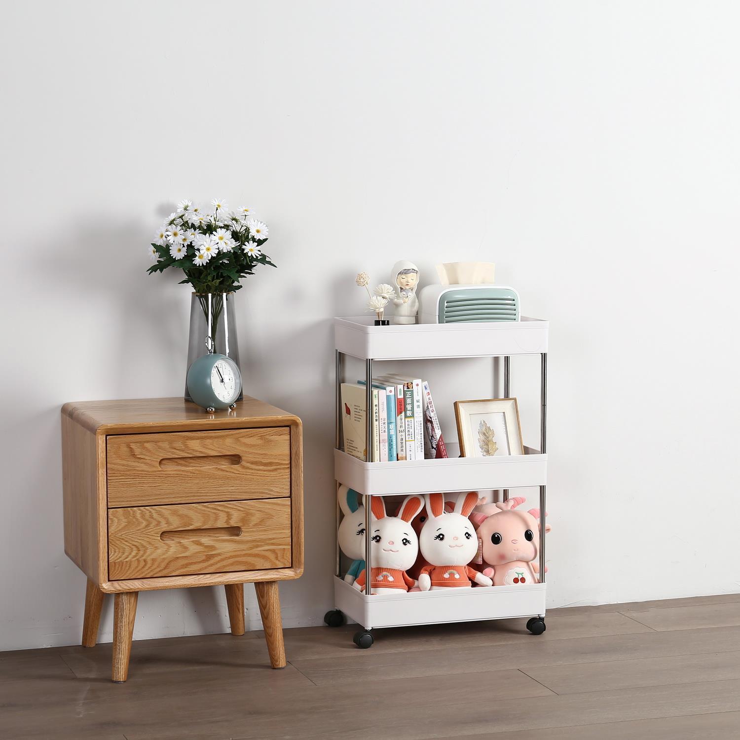 3/4 Tier Slim Storage Cart Mobile Shelving Unit Organizer Rolling Utility Rack - Picture 6 of 13