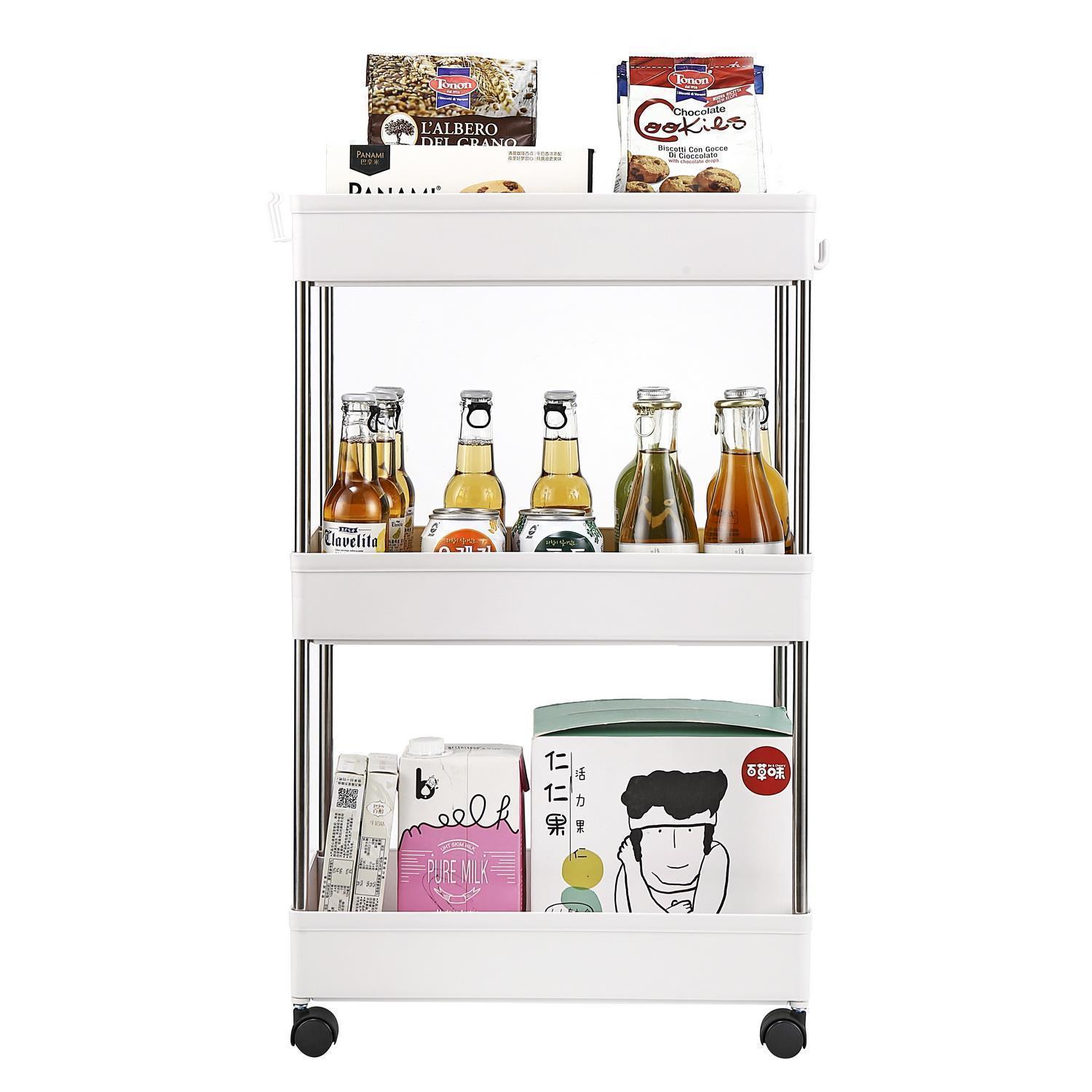 3/4 Tier Slim Storage Cart Mobile Shelving Unit Organizer Rolling Utility Rack - Picture 5 of 13