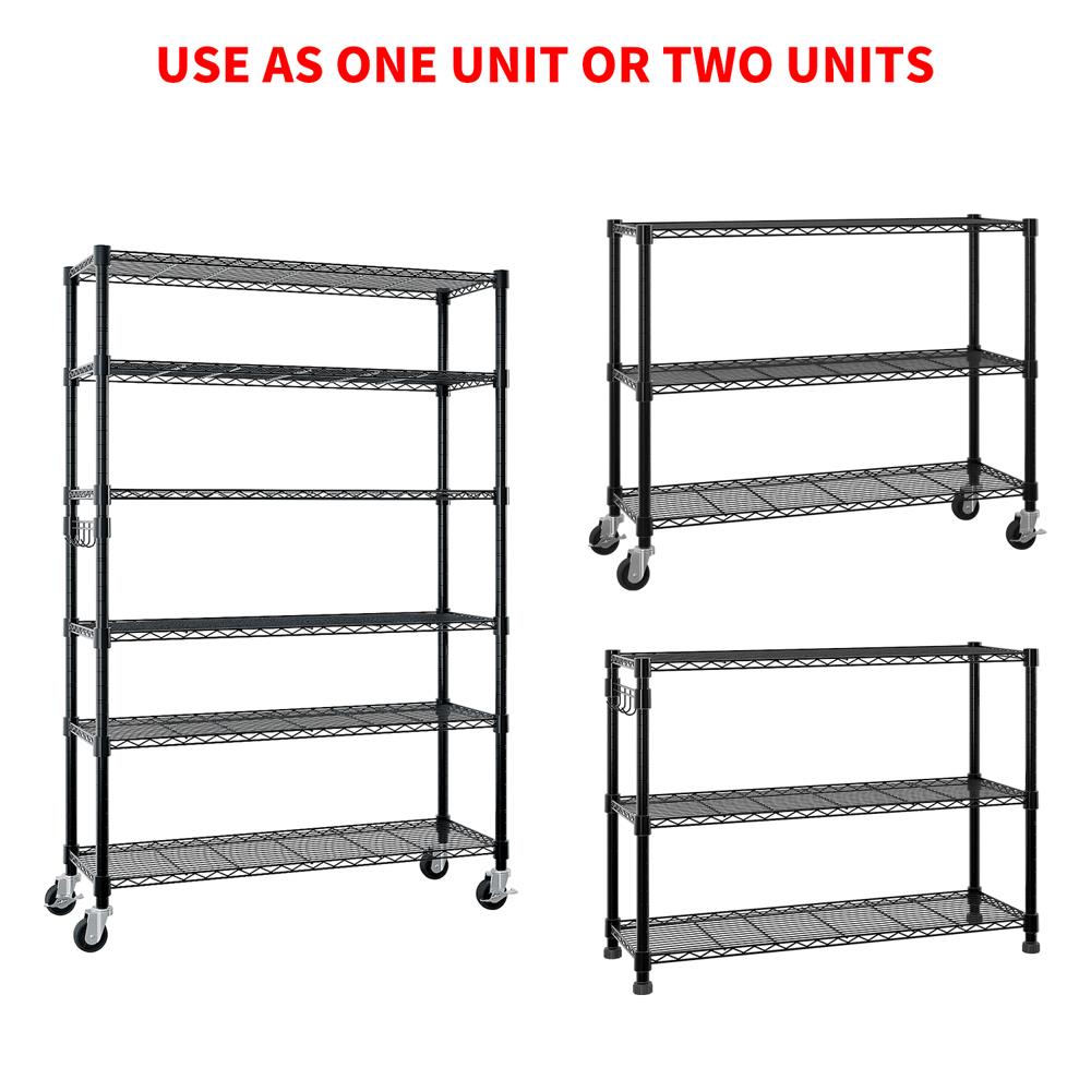 82" Storage Shelves Metal Wire Shelving Unit with Wheel 6 Tier NSF Certification