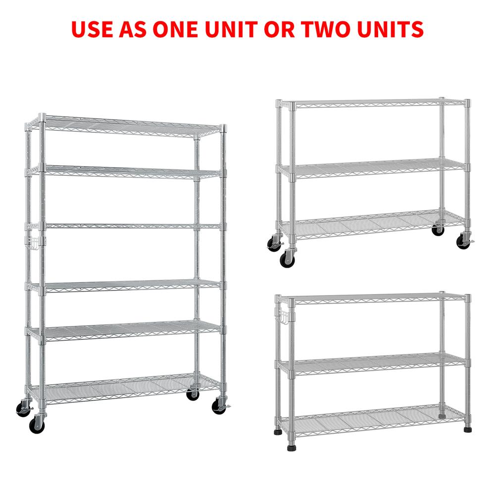 82" Storage Shelves Metal Wire Shelving Unit with Wheel 6 Tier NSF Certification