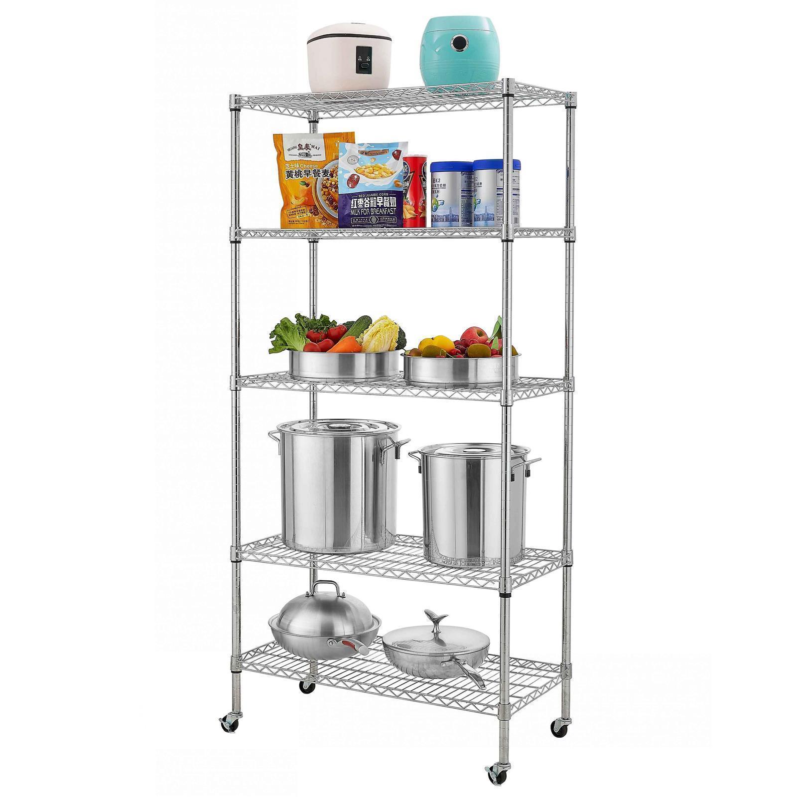 4/5/8-Tier Chrome Heavy-Duty Adjustable Shelving Unit Shelf Storage Organization