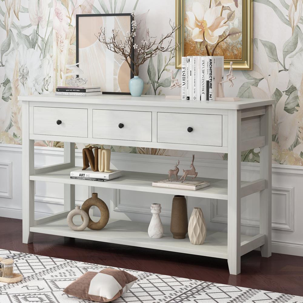 Console Table with 3 Storage Drawers and 3 Bottom Shelf for Living Room Hallway - Picture 17 of 17