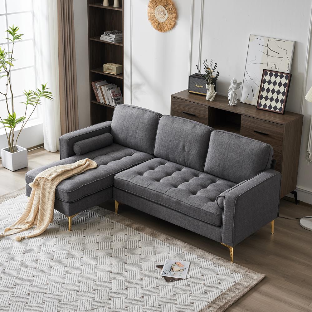 Modern Convertible Sectional Sofa Set L Shape Sofa Couch Chaise for Living Room - Picture 21 of 29