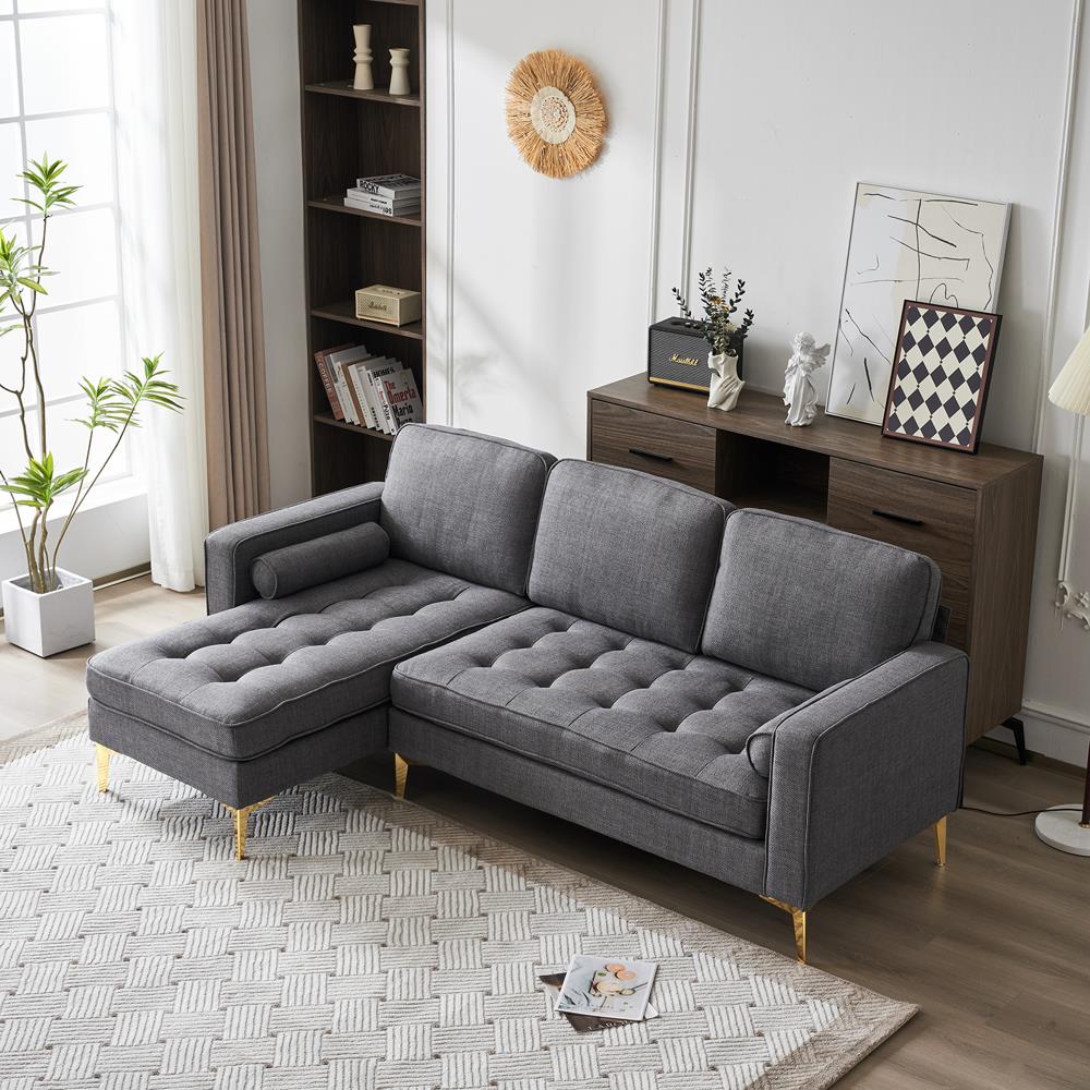Modern Convertible Sectional Sofa Set L Shape Sofa Couch Chaise for Living Room - Picture 16 of 29