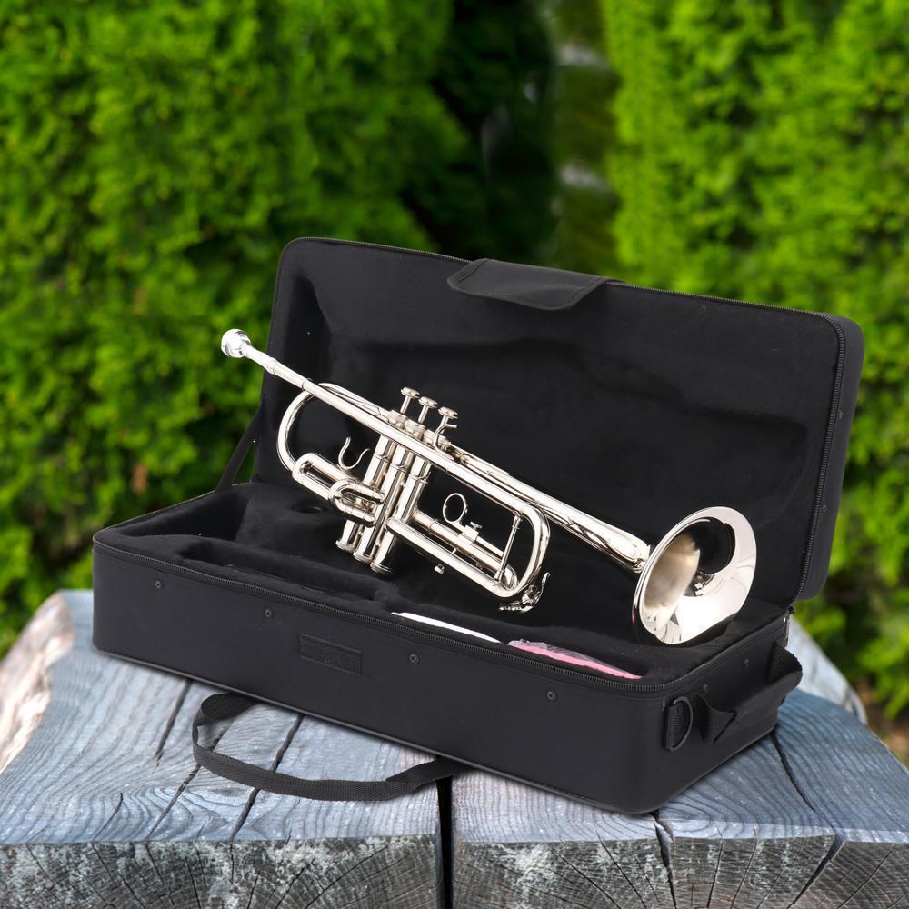 Color:Silver:New 6 Colors School Student Band Brass B Flat Bb Trumpet with Case for Beginner