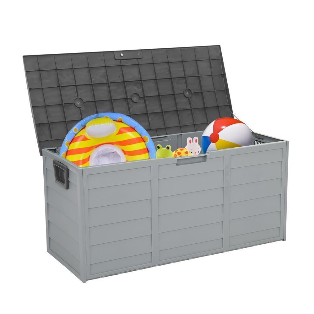 44 in 75 Gallon Resin Deck Box Storage Patio Garden Yard Waterproof with Wheels - Picture 16 of 21