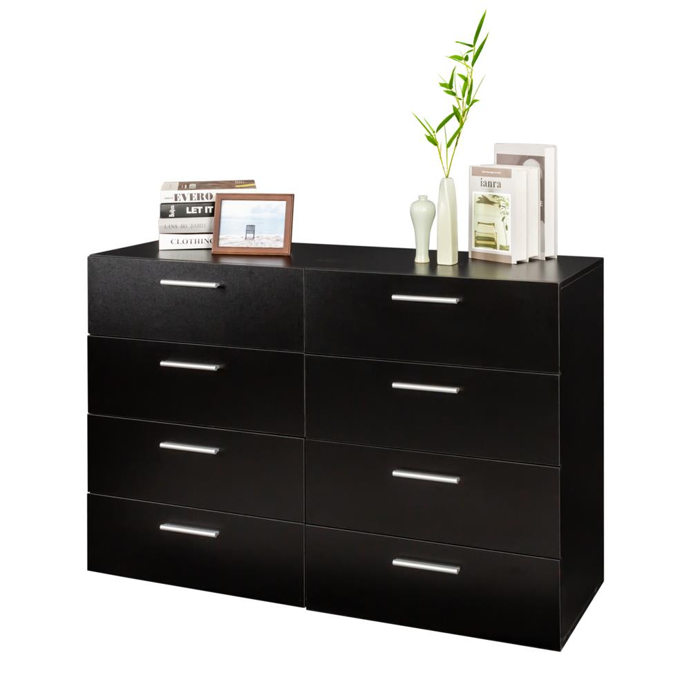 Bedroom Double Storage Dresser 6/8 Drawers with Cabinet Wood Furniture Bedroom - Picture 11 of 12