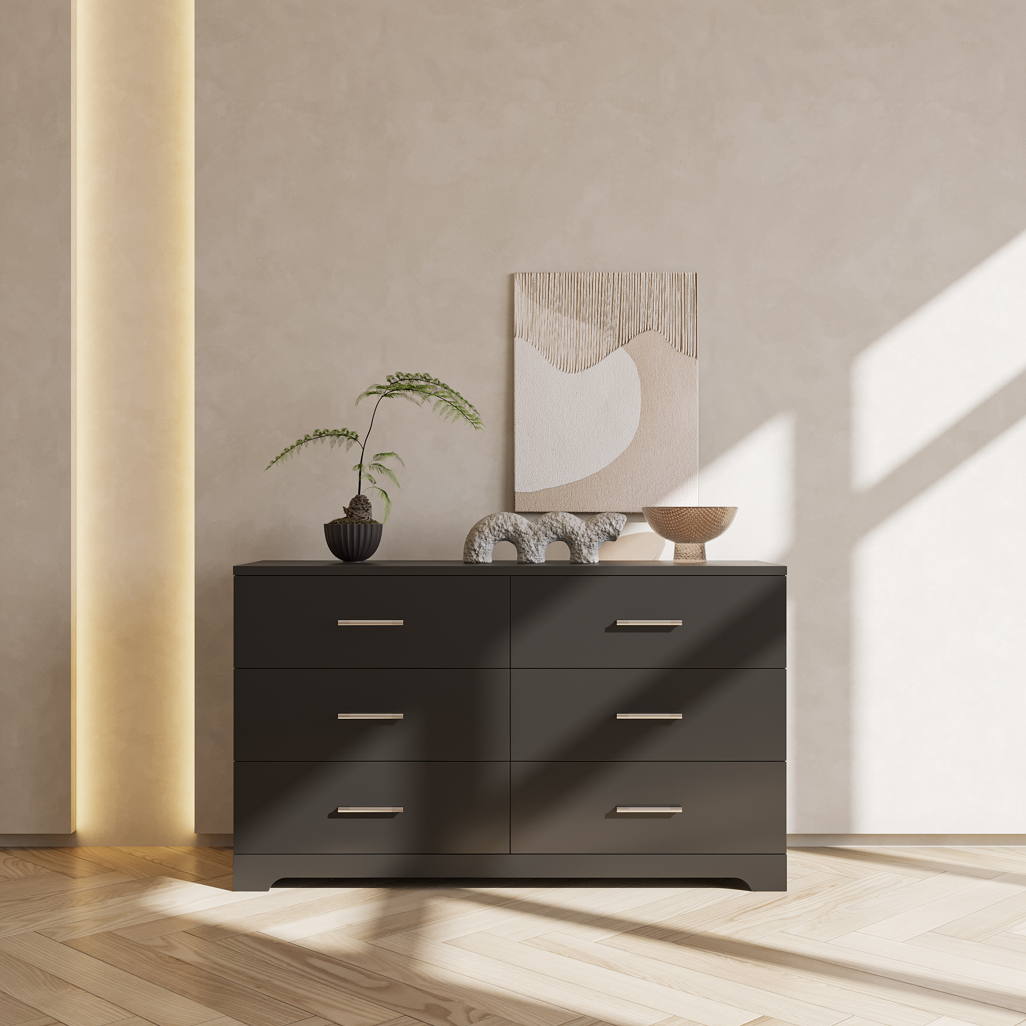 Bedroom Double Storage Dresser 6/8 Drawers with Cabinet Wood Furniture Bedroom - Picture 8 of 12