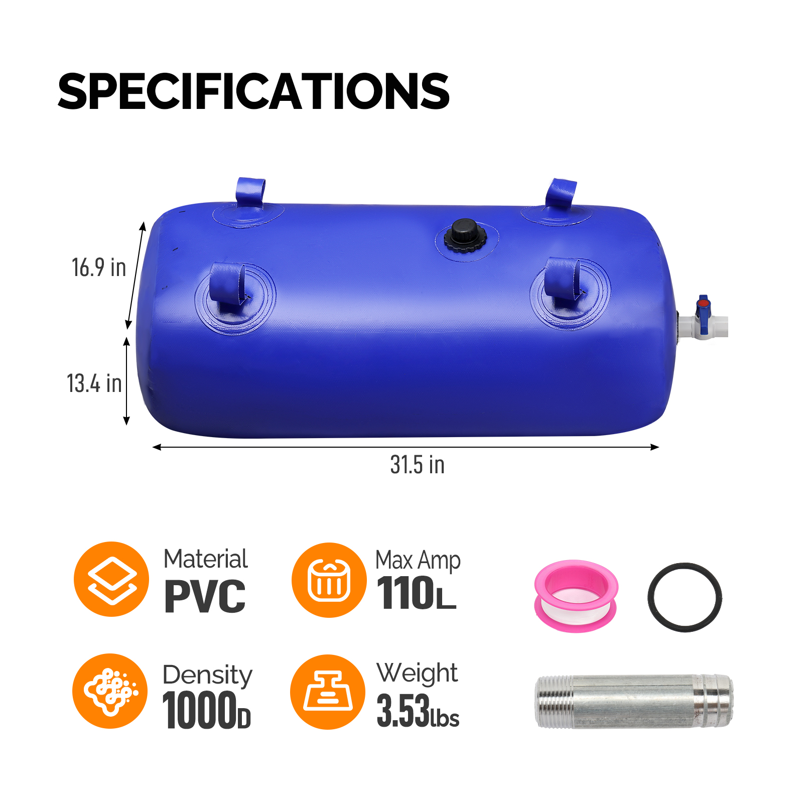 29/100 Gallon Water Tank Collapsible Storage Container Bag Bladder for Camping - Picture 7 of 8