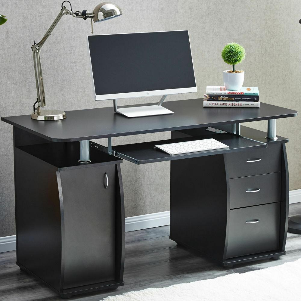 Writing Desk Home Study Office Computer PC Table w/ Storage 3 Drawers & Shelf - Picture 10 of 10