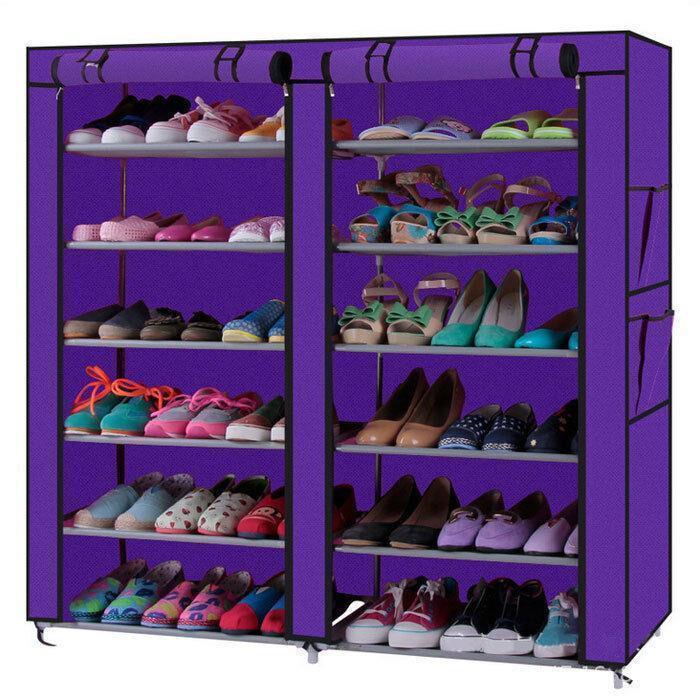 45" Portable Double Door Home Shoe Rack Shelves Storage Closet Organizer Cabinet - Picture 9 of 9