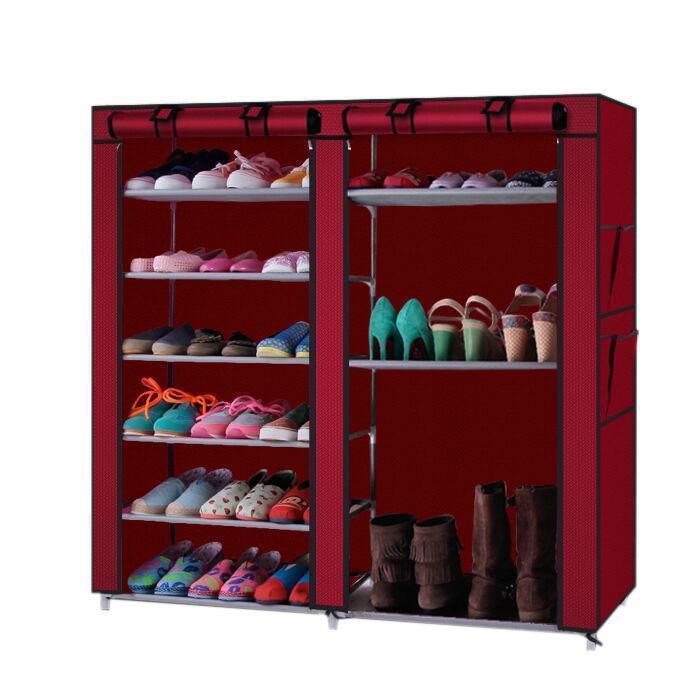 45" Portable Double Door Home Shoe Rack Shelves Storage Closet Organizer Cabinet - Picture 7 of 9