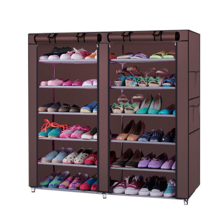 45" Portable Double Door Home Shoe Rack Shelves Storage Closet Organizer Cabinet - Picture 6 of 9