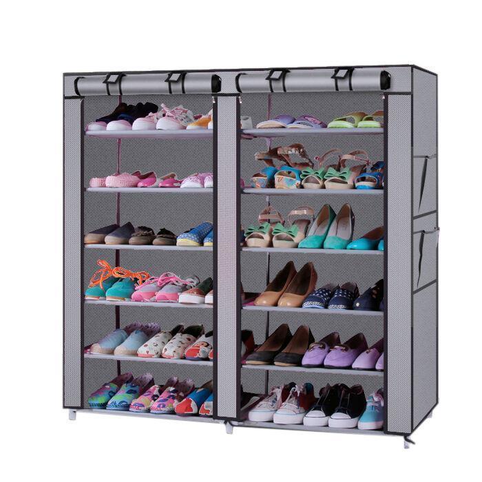 45" Portable Double Door Home Shoe Rack Shelves Storage Closet Organizer Cabinet - Picture 5 of 9