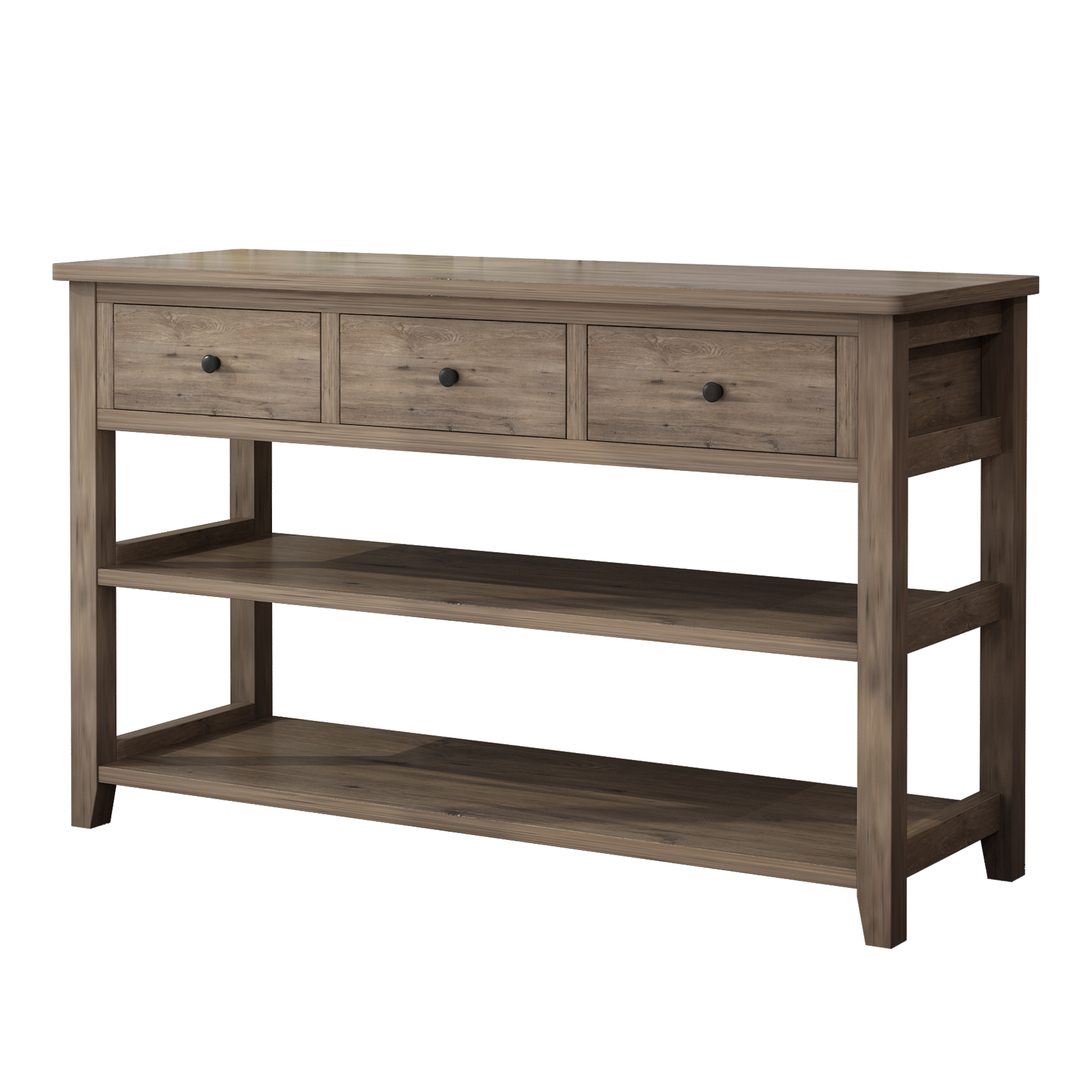 Rutic Wood Accent Console Table Farmhouse Entryway Hallway Table with 3 Drawers - Picture 8 of 11