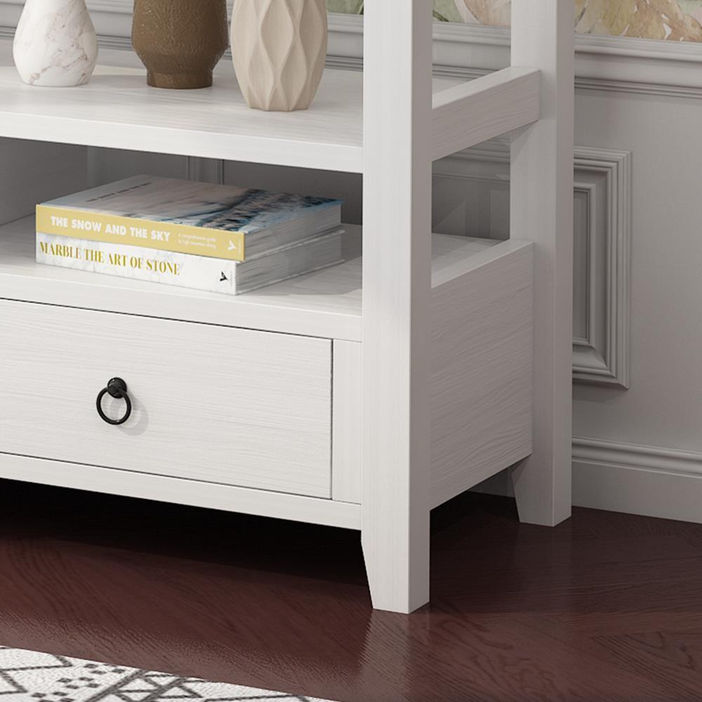 Console Table with 3 Drawers Wood Entryway Table with Storage Shelf Sofa Table - Picture 13 of 13