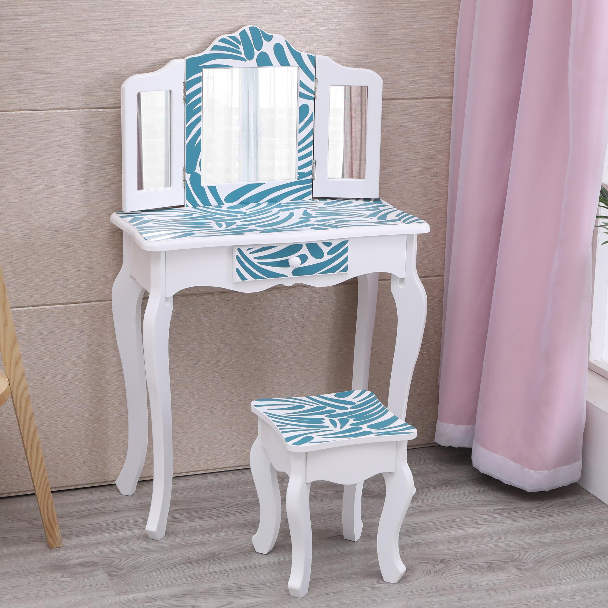 Kids Vanity Set Little Girls Makeup Princess Dressing Dresser Desk Children Gift - Picture 10 of 10
